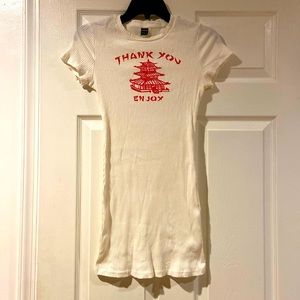 “Thank You | Enjoy” Take Out design On white Dress